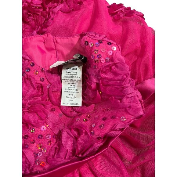 Rare Editions Baby Girl Fuchsia Pink Rosette Sequin Dress Size 6-9 Months Formal - Picture 13 of 14
